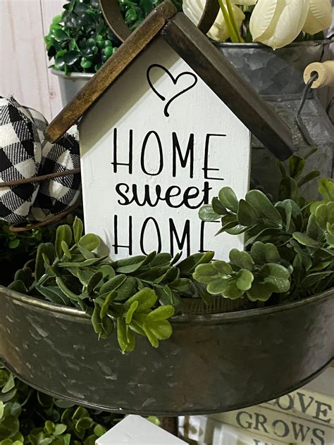 I learned how to make a tiered tray from inspecting my own farmhouse tiered tray (that i paid $40 for back in 2014). Home sweet home sign 3 tier tray decor Farmhouse tiered ...