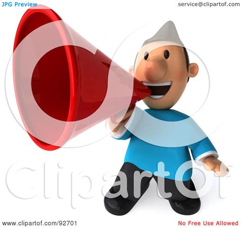 Royalty-Free (RF) Clipart Illustration of a 3d Casual Man Announcing - 2 by Julos #92701