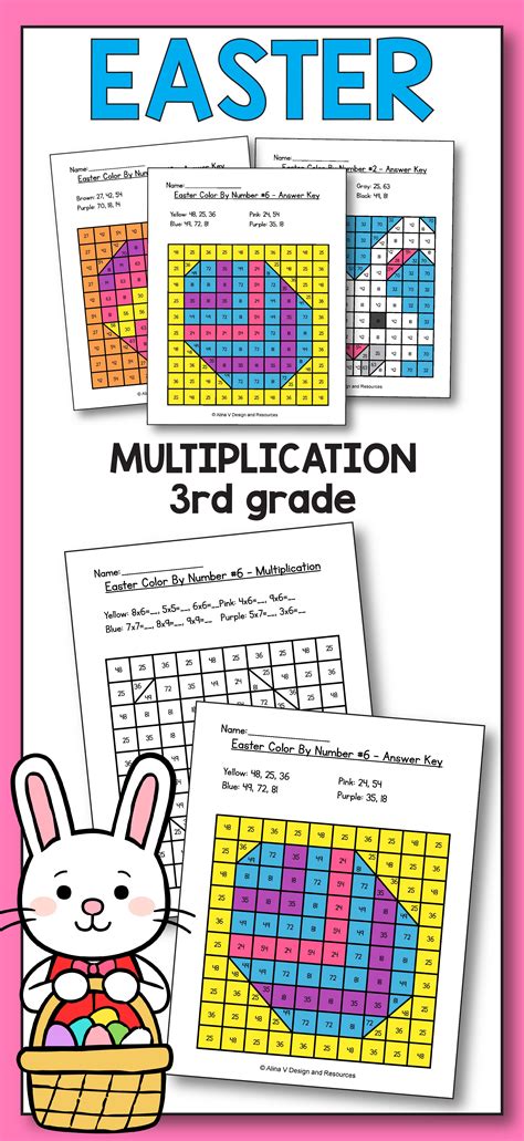 Easter Multiplication Math Worksheets For 3rd Grade Kids Is Fun With