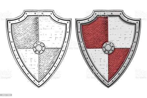 Viking Shields Hand Drawn Sketch Isolated On White Background Stock