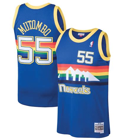 A virtual museum of sports logos, uniforms and historical items. Men's Denver Nuggets Dikembe Mutombo Mitchell & Ness Blue ...