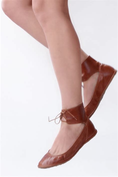 The Drifter Leather Handmade Shoes — Ballet Flats Ankle Lace Up