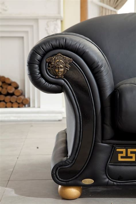 Versace Italian Leather Classic Sofa Set Usa Furniture Warehouse