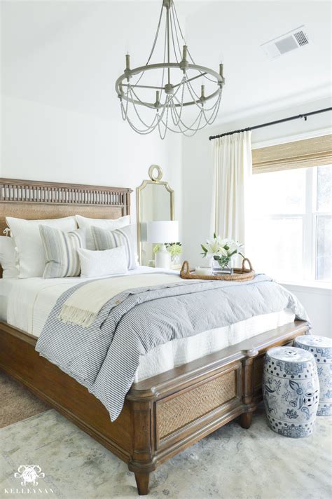 The comfort is present in the image. One Room Challenge- Classic Blue and White Guest Bedroom ...