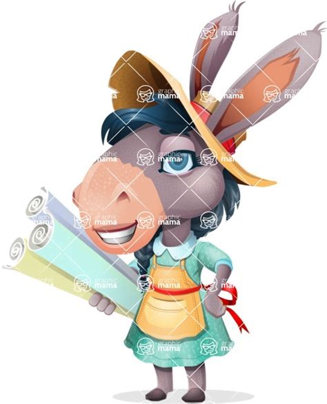 Farm Donkey Cartoon Character Vector Cartoon Character Holding Plans