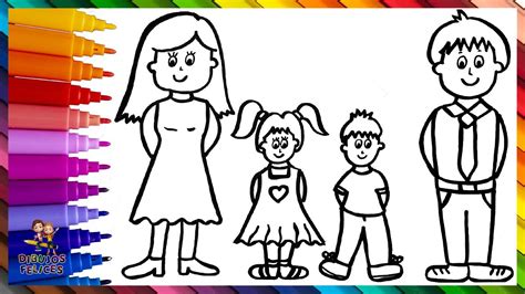 Dibuja y Colorea Una Familia Dibujos Para Niños