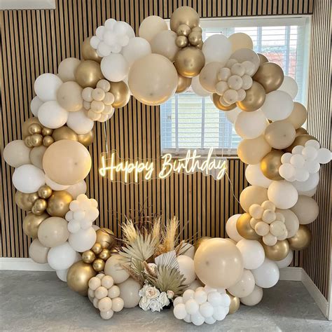 Buy White Gold Balloons Arch Kit Pcs White Sand Gold Balloon Garland With Nude Balloons For