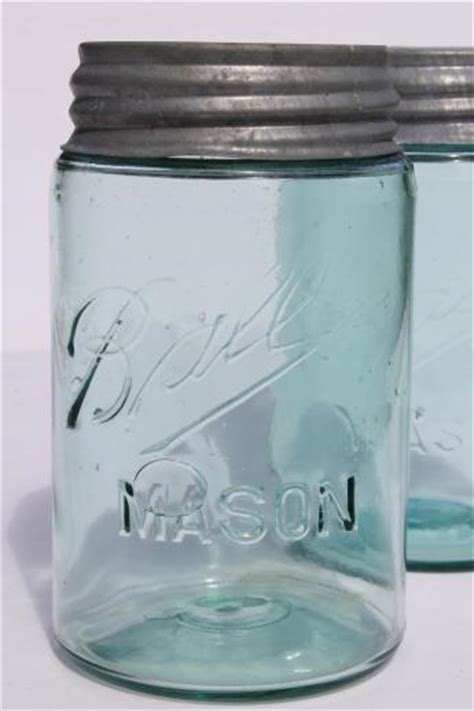 Antique Ball Mason Jars Vintage Aqua Blue Glass Storage Jar Wzinc Lid