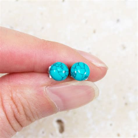 Small Turquoise Stud Earrings For Sensitive Ears December Birthstone
