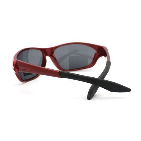 Red Mens Polarized Sports Sunglasses Wrap Around Rubber Ear Grip New Ebay