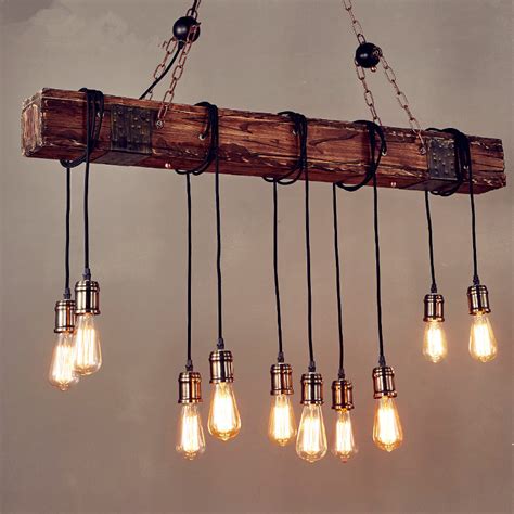 Iwhd 10 Heads Wood Vintage Lamp Loft Style Industrial