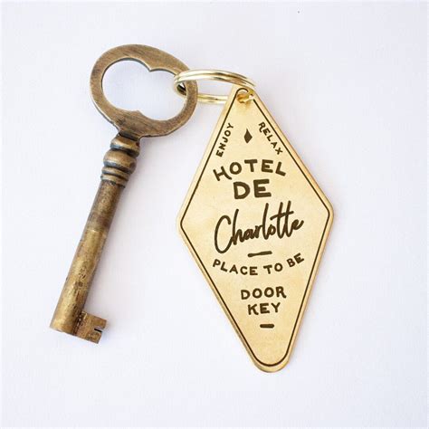 Personalized Vintage Hotel Keychain Gold Key Ring Personalised