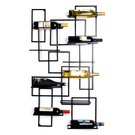 10 Bottle Wall Mounted Metal Wine Holders Iron Wall Wine Rack Bottle