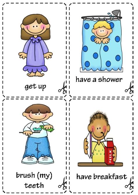 Thus, the daily routine printable that you see here was created! Daily routine flashcards | Daily routine kids, Daily routine worksheet, Daily routine activities
