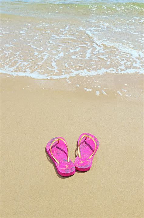 Flip Flops On A Sandy Beach Photograph By Kathy Collins Pixels