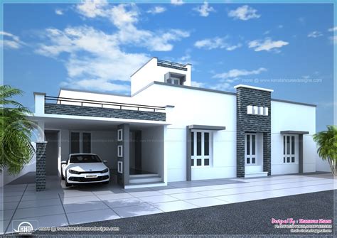 Home Kerala Plans Contemporary Single Floor Home In 1350 Sq Ft