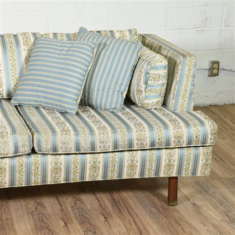 Long Blue And Cream Striped Sofa Online Auctions San Diego