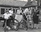 Anthony Quinn and kids ride bikes