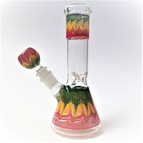 8 Glass Beaker Bong With Color Accents Kings Pipes