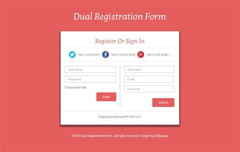 Dual Registration Form Responsive Widget Template W3layouts