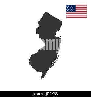 Mapa Del Estado De Nueva Jersey Contorno Del Borde Punteado