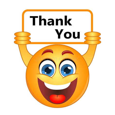 Thank You Thanks Expressing Gratitude Note On A Sign Vector Illustration Funny Emoji Faces