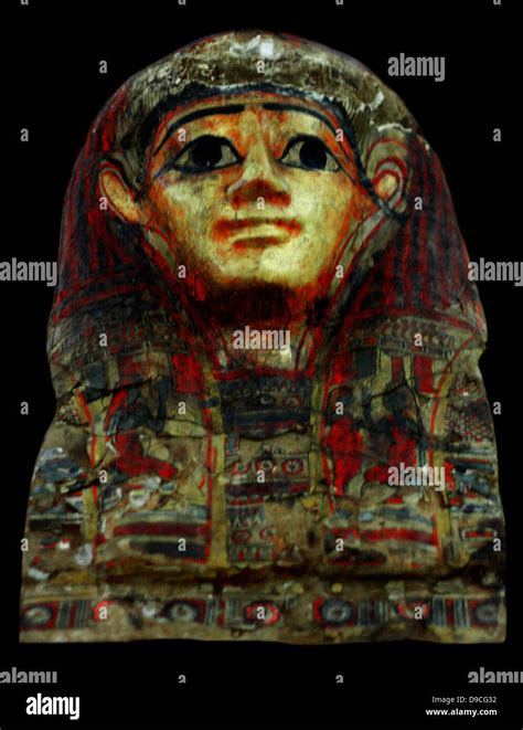 Egyptian Funerary Mask Painted And Gilded Circa 664 332bc Stock Photo