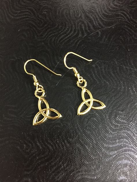 Celtic Trinity Knot Earrings Sterling Silver With 24k Gold Plate