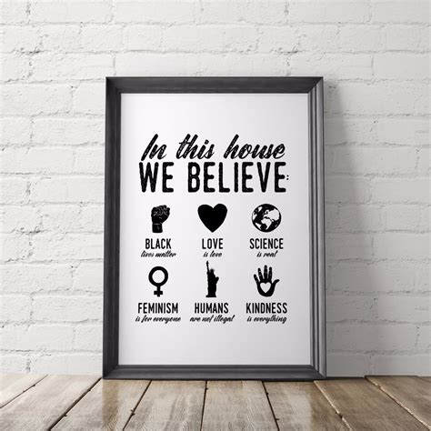 In This House We Believe Political Art Printable Little