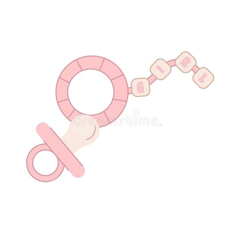 Baby Dummy Pacifier Pink Color Icon In Flat Cartoon Style Stock Vector