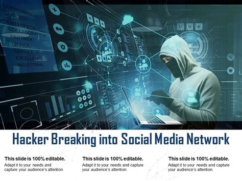 Hacker Breaking Into Social Media Network Powerpoint Slide Template