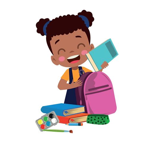 Happy Cute Kid Boy Prepare Bag For School 15632575 Vector Art At Vecteezy