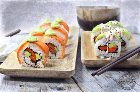 Veggie Salmon Sushi Roll Lena S Vegan Living Blog