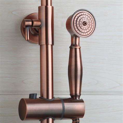 US Bathroom Antique Copper Rainfall Shower Head Sprayer Taps Wall