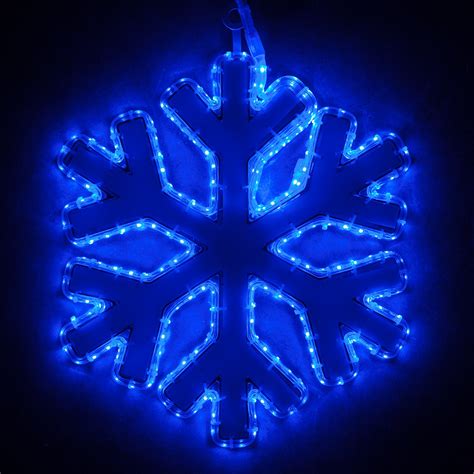 Snowflakes And Stars 16 Blue Led Snowflake With Blue Reflective Center