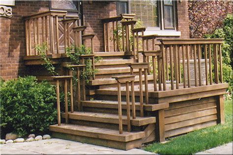 Neat Craftsman Style Design With This Set Of Wooden Steps And Balustrades