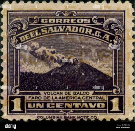 English Postage Stamp Of El Salvador 1935 Volcano Of Izalco Scott