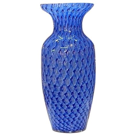 Vintage Large Scale Blue Murano Glass Vase For Sale At 1stdibs Blue Vase Blue Glass Vases