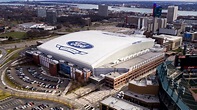 An aerial view of Ford Field in Detroit, MI - Stadium Parking Guides