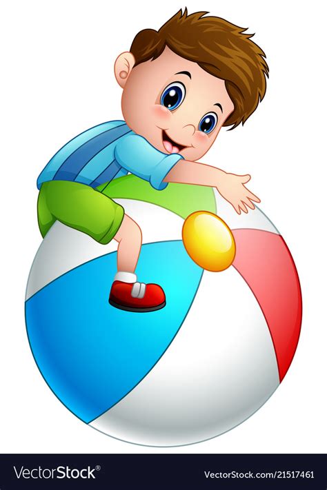 Cartoon Boy Playing Colored Ball Toys Royalty Free Vector