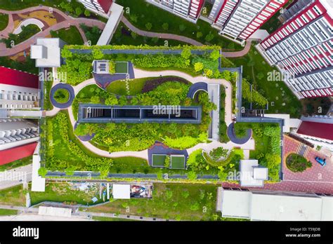 Aerial Perspective Of Car Park Green Roof In Singapore Stock Photo Alamy