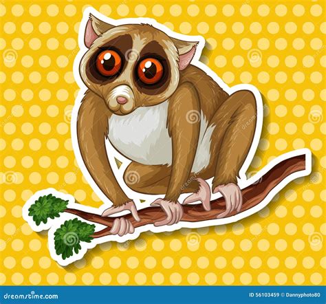 Set Of Loris On Tree Branches Cute Lorises Vector Illustration Collection