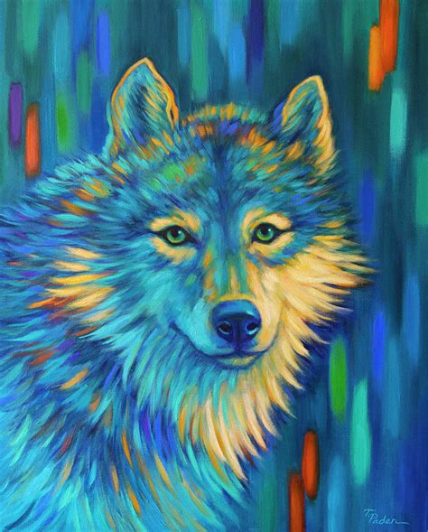 Blue Moon Wolf Painting By Theresa Paden Pixels
