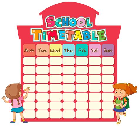 School Timetable Template With Children 684893 Vector Art At Vecteezy