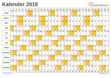 Excel Kalender 2018 Kostenlos