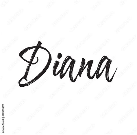 Diana Text Design Vector Calligraphy Typography Poster Stock Vector