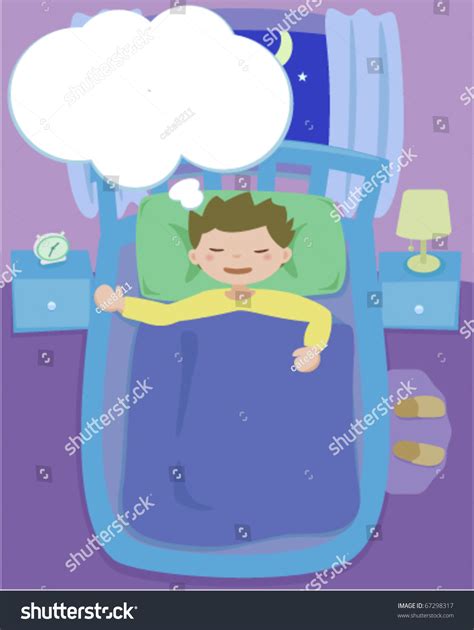Boy Dreaming His Bed Night Stock Vector 67298317 Shutterstock