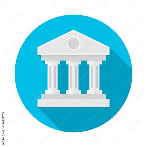Bank Building Circle Icon With Long Shadow Flat Design Style Bank