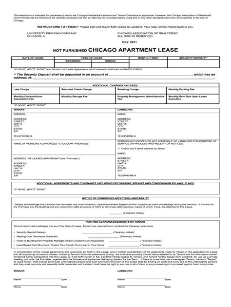 Chicago Association Of Realtors Lease 2011 2024 Form Fill Out And