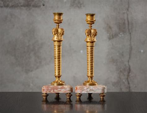 Pair Of Gilt Bronze Candlesticks